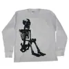 Europeu e Americano Ins Transfronteiriço Personalizado Caveira Retrô Americano Estilo de Rua Estampado Waffle Verão Respirável Manga Longa Atacado