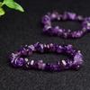 Pulsera de mujer de piedra mineral en bruto de cristal natural, pulsera de grava irregular de cristal rosa con cuerda elástica, joyería de regalo