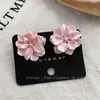 Aretes de Camelia Suave Rosa Diseño de Nicho Femenino Estilo Francés Super Hada Flor Dulces Pendientes Femeninos Elegantes Dulces