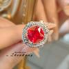 Anillo de Corindón Rojo para Viaje Diario Simple Diseño Nicho de Lujo Simulación Rojo Sangre de Paloma Diamante de Alto Carbono Anillo de Compromiso para Mujer