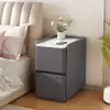 Mesita de noche inteligente, multifuncional, de alta gama, sin instalación, con regleta, cerradura de contraseña, carga inalámbrica, mesita de noche de cuero para dormitorio