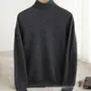 Suéter Masculino de Gola Alta Cor Sólida Lã Pura, Versátil para o Dia a Dia, Estilo Básico, Suéter Sem Costura
