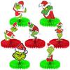 Decoração de festa de Natal Decoração de favo de mel Monstro de Natal Monstro de pelo verde Grinch favo de mel de mesa bola de favo de mel decoração
