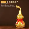 Cabeza de Dragón de Latón Pixiu Calabaza Atrae Riqueza con Nudo Rojo, Adorno de Calabaza de Cobre para Hogar Sala de Estar, Entrada, Oficina Artículo Decorativo