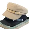 Gorra de estilo británico vintage para mujer con hebilla de cinturón, ala ancha, estiliza el rostro, transpirable y cómoda, gorra de vendedor de periódicos, artística y versátil