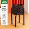 Vaso de flor de bambu trançado estilo nórdico com suporte de tripé de madeira, conjunto de decoração de plantas verdes para sala de estar, vaso de flor oco trançado para varanda