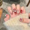 [Danza del León Rojo de Taiwu] Ropa de Año Nuevo Lindo Dibujo Animado Guofeng Arte de Uñas Uñas Postizas Blancas Acabadas a Mano
