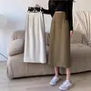 Falda Negra de Corte A para Mujer con Figura de Pera Primaveral, Cintura Alta Pequeña Aspecto Adelgazante Elegante Falda Larga con Abertura a Medio Paso