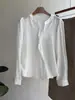 Blusa de cuello redondo con volantes estilo francés Beishan Tongshu para mujer, top holgado de manga abullonada ajustado para ir al trabajo 3195