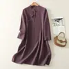 Toma real: Nuevo vestido estilo chino, atuendo tradicional Zen, túnica para laicos con cuello diagonal y diseño abotonado, vestido cheongsam vintage