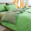 Juego de Ropa de Cama de Tres Piezas de Algodón Puro de Color Sólido para Exportación Transfronteriza, Uso en Hogar y Dormitorio, Juego de Ropa de Cama de Cuatro Piezas de Algodón Puro Teñido en Hilo Hecho a Medida de Fábrica