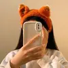 Diadema de peluche con orejas de zorro para mujer, con foto de parque de atracciones, bonita diadema de dibujos animados, ideal para otoño e invierno, para lavar el cabello con tarjeta.