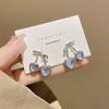 Agulha de prata Moonstone pérola geométrica linda cereja brincos temperamento elegante nicho design brincos brincos all-match brincos