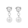 Agulha de Prata Estilo Japonês Coreano Temperamento Elegante Brilhante Pérola Brincos Feminino Simples Versátil Estudante Deslocamento Moda Tarraxas de Orelha Venda por Atacado