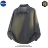 Camisa polo de manga larga de alta calidad, estilo vintage, marca NASA para hombre, con corte relajado y un look sofisticado y casual, perfecta para otoño