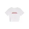 Nova Camiseta Branca de Verão com Ombro Reto, Gola Redonda e Manga Curta para Mulheres, Marca Moderna Estilo Americano com Design de Letras, Top Hot Girl Slim