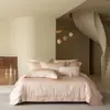 Juego de ropa de cama jacquard de cuatro piezas teñido en hilo de algodón de fibra larga estilo vintage 100S, juego de ropa de cama de modelo de lujo ligero de alta gama