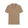 Camiseta de Punto con Cuello Polo de Seda Helada para Mujer 20226 Verano Coreana Ajustada de Manga Corta Camisa Base Transpirable de Seda Helada