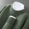 Nuevo Suéter de Lana para Hombre Otoño e Invierno, Suéter Grueso Jacquard de Cuello Redondo, Top Camisa Base de Punto Casual Holgado