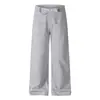 2026554 High Street Estilo Americano Unisex Diseño Bordado Retro Ajuste Holgado para Hombre Botón de París Pantalones Deportivos Casuales