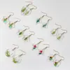 Pendientes de Navidad de Flores Secas de Amazon Diseño Verde Creativo Hechos a Mano de Resina Pendientes de Árbol de Navidad Pendientes de Nicho