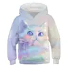Sudadera con capucha informal para niña, estilo nuevo transfronterizo, estampado de gatitos lindos y coloridos, impresión 3D, directo del fabricante