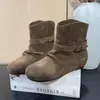 Botas Birkenstock Redondas Retro para Mujer con Tacón Oculto 2026 Otoño/Invierno Nuevas Botas Versátiles Arrugadas Apiladas Botines