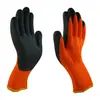 Guantes de látex Terry de 7 pines con arrugas, cálidos, antideslizantes, resistentes al desgaste, protección laboral, caucho sumergido, guantes protectores de trabajo de invierno
