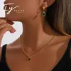 Collar y Pendientes de Ojo de Tigre Ovalados de Oro de 18 Quilates Transfronterizos Estilo de Lujo Accesible Collar para Clavícula Set de Joyería Simple Francés para Mujeres