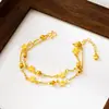 Pulseira Tendência de Contas Olho de Gato Estrela Dupla Camada Pulseira de Ouro de Areia Vietnamita Luxuosa Design Feminino Joia Duradoura
