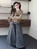 Conjunto de dos piezas para niña estilo coreano de dibujos animados, camiseta de manga larga y pantalones anchos, nuevo atuendo casual de otoño moderno para niños mayores