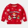 Artículos de Lotes Cruzados Europeos y Americanos Suéter Navideño Infantil para Niños y Niñas Bebé Árbol de Navidad Rojo Viejo de Punto Jacquard Moderno
