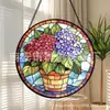 Adornos de vidrio florales bicolor rojo y azul transfronterizos, decoraciones colgantes coloridas para el hogar, decoraciones para ventanas y capta soles para el jardín