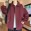 Jaqueta esportiva americana de três listras, produtos de Fujian, jaqueta casual corta-vento de lapela para o outono, roupa de trabalho