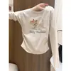 Camiseta de Manga Larga de Algodón de Alta Calidad con Cuello Redondo para Mujer, Otoño 2026, Corte Delgado, Moderna, Elegante, Casual, Versátil