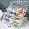 Caja de medicamentos para el hogar de gran capacidad, caja de medicamentos multicapa con asa, almacenamiento de medicamentos portátil, caja de medicamentos de plástico