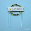 Cartão de Bolo de Aniversário Criativo com Luz Decoração Mori Guirlanda de Rattan Cor de Bandeira Romântica Estrela de Cinco Pontas Plug-in