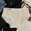 Bragas Florales de Encaje Pastorales para Mujer, Refuerzo Extendido de Algodón Puro, Tiro Medio, Ajustadas a la Cadera, Huecas, Transpirables, Bragas Triángulo