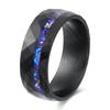 Europa y Estados Unidos venta caliente transfronteriza anillo eléctrico de acero inoxidable negro 8 mm acero de caballo resistente a la corrosión patrón de martillo incrustado con grava azul galaxia personalidad