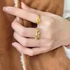Anillo de Apertura Oval con Circonita Bañado en Oro Real de 18K Estilo Francés Lujo Ligero Anillo Versátil Moda Estilo Hong Kong Joyería Vintage