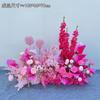 Orden de boda banquete de bodas flor artificial rosa roja floral decoración de boda tarjeta de bienvenida tablero KT flor falsa de boda flor de seda flor decorativa