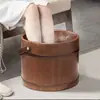 Tina Avanzada para Lavar Pies de Casa Cubo para Pies Barril de Madera Madera de Cedro Madera Maciza Cubo para Pies con Masaje Conservación del Calor Calefacción Tienda de Terapia para Pies Cubo de Baño