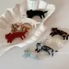 Grampo de Gato Fofo com Pernas Curtas Textura de Acetato Franja Presilha Lateral Elegante Presilha de Bico de Pato Presilha para Franja Acessórios de Cabelo Novo Estilo