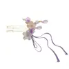 Nuevo Peine para el Cabello con Borla de Flor Púrpura China Adorno de Estilo Antiguo para Mujer Pasador Hanfu Qipao Accesorios para el Cabello Venta al por Mayor