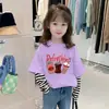 G2540# camiseta de algodón de manga larga para niña estilo extranjero de dos piezas falsas para otoño primavera y otoño camiseta casual para niño