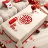 Mantel de boda rojo, lavable, a prueba de aceite, impermeable, mantel de comedor, nueva cubierta festiva para mesa de té 2024, cubierta de compromiso