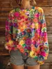 Sudadera con Estampado de Cuello Redondo para Mujer, Primavera y Otoño 2025, Ligera, Cuadros, de Moda y la Más Fácil de Combinar, Estilo Fresco Pequeño