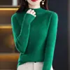 Calidad 2026 Estilo Otoño Elegante Andy Terciopelo Cuello Redondo Semi Alto Corte Ajustado Camiseta Básica para Mujer Fabricante Mayorista