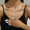 Suministro transfronterizo joyería popular de comercio exterior collar de circonita de diamantes completos aretes pulsera anillo cadena joyería para vestido de novia