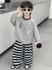 Conjunto de Sudadera Irregular para Niños de Primavera y Otoño, Conjunto Deportivo Elegante de Dos Piezas Estilo Coreano para Niños, Ropa Casual para Bebé de Moda
